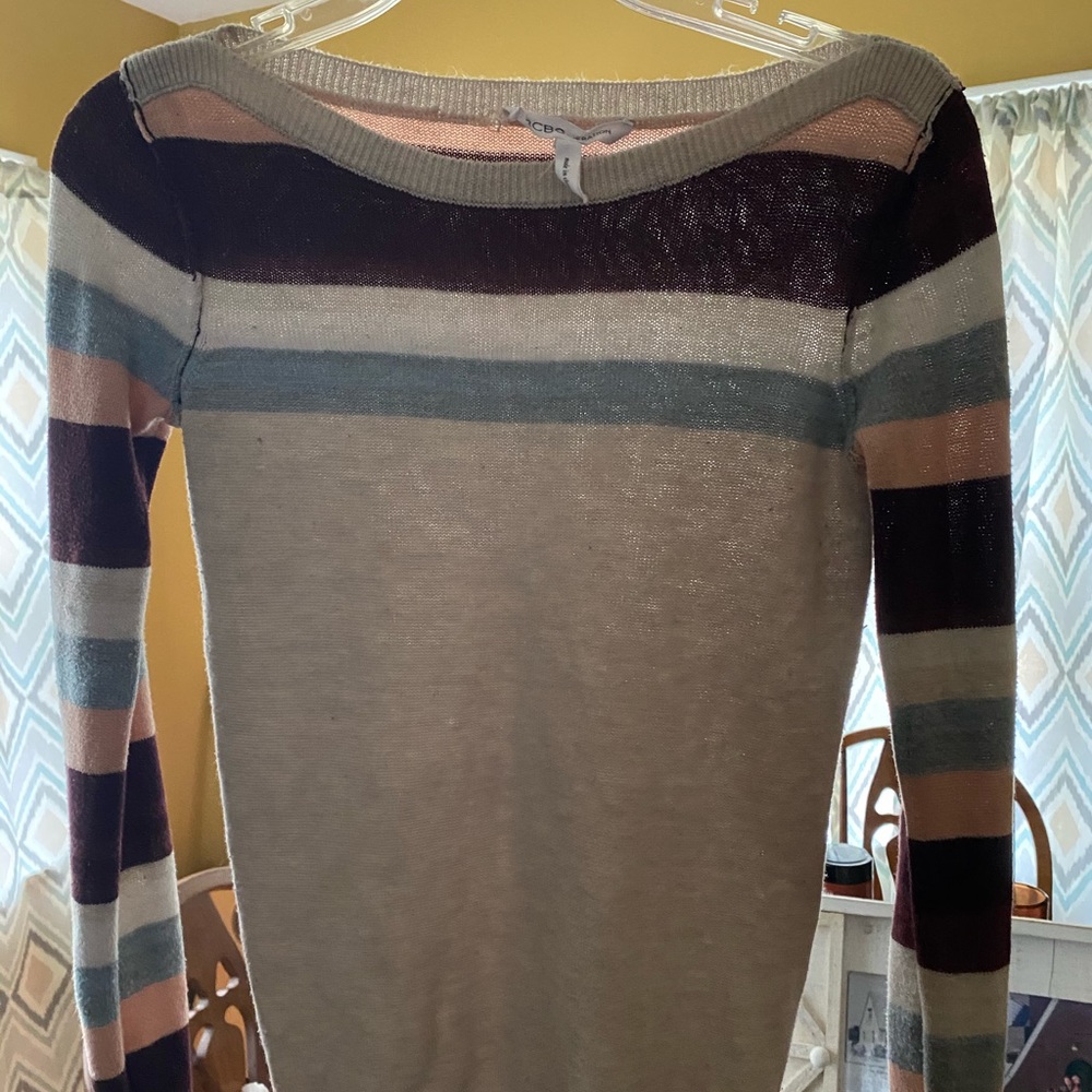 BCBG striped boatneck sweater.